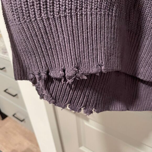 Pistola Eva Oversized Distressed Purple Cotton Sweater, size S - Picture 3 of 10